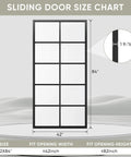 Diagram of DIY Glass Sliding Kitchen Barn Door 42 Inch Wide 84 Inch High With Aluminum Frame And 5 Lite Tempered Glass Panels