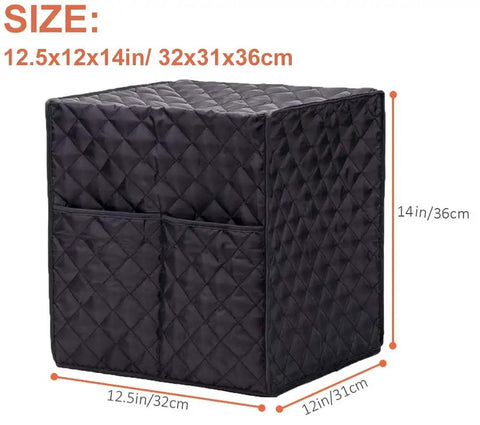 Waterproof Coffee Maker Cover For Keurig Single Serve Brewers in black, shown with dimensions 12.5x12x14in, fits K50-K575 series.