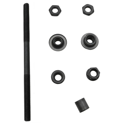 Heavy Duty 180mm 3/8 Inch Rear Bike Axle Replacement for Most Hubs, 26 TPI, Conical Lock Nut Washer Kit, Black Steel