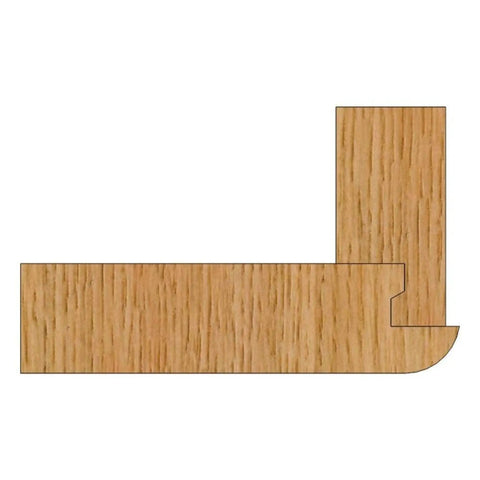 Kickass Carbide Tipped Locking Rabbet Router Bit For Smooth Drawer Assembly With Three Quarter Inch Body And Half Inch Cut Depth For Hardcore Woodworking Projects And Fine Cabinet Work, showing a detailed rabbet profile.