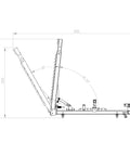 Side view diagram of Beefy Pro Grade Auto Body Frame Puller And Straightener Kit with dimensions and adjustable hydraulic components.
