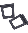 Durable Heavy Duty Plastic Window Screen Lift Tabs 30 Pack Universal Pull Tools For Flat Spline Channels No Sweat Screen Mesh Replacement Fix Kit Black, close-up of two black plastic lift tabs.