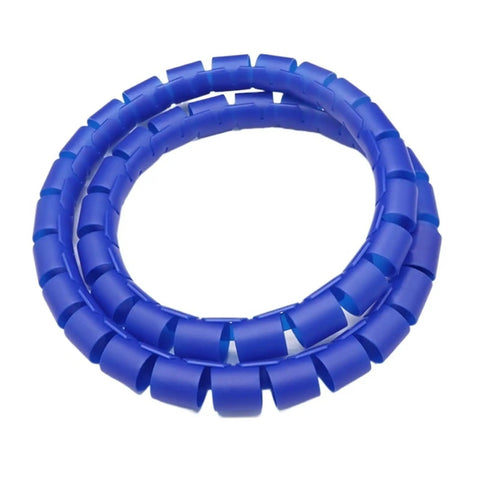 Durable Spiral Cable Management Sleeve For Home And Office Use, blue spiral tube, close-up of flexible wire protector