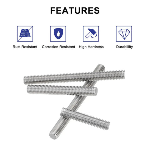 M3 X 150mm 0.5mm Pitch 304 Stainless Steel Fully Threaded Rods Pack Of 10 for DIY and Pro-Grade Builds, corrosion-resistant