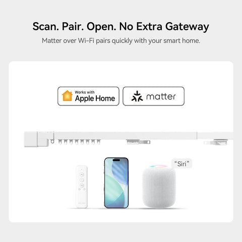 Motorized Smart Electric Curtain Track With Remote App And Voice Control For Alexa Google Home And Apple Home No Cut 89 To 160 Inches Easy Setup No Fuss And Smooth Quiet Operation For Your Windows, Apple Home and Matter