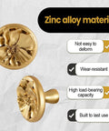 Two Pack Zinc Alloy Cabinet Knobs With Floral 3D Design For Dressers Wardrobes And Cupboards, Durability Features Displayed