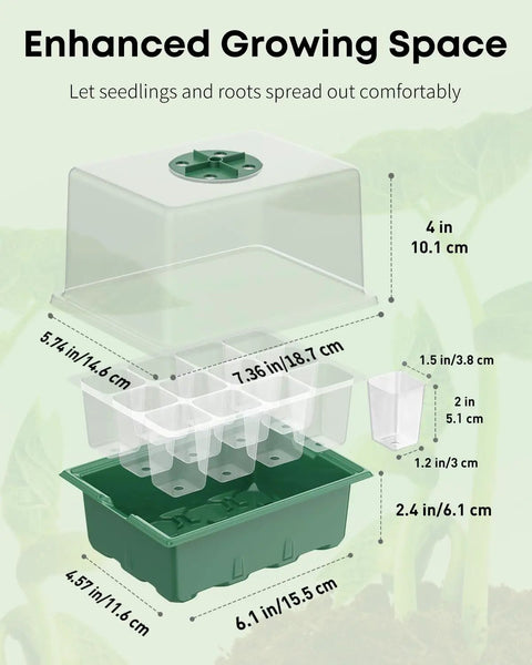 All-In-One Seed Starter Kit With 120 Cell Trays And 4 Inch Humidity Domes, Includes 10 Starter Trays, Planting Tools And Labels, Indoor Seedling Germination Trays, Reusable Seed Starting Trays For Quick, Easy Home Gardening