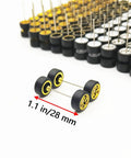 10 Pack 1/64 Diecast Car Wheels And Tires Set With Mixed Rubber Tires For Custom 1/64 Models Premium Smooth Rubber 28mm Axle