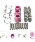 Heavy Duty Plasma Kit Torch Cutter Consumables Nozzles Cutting Tips assortment with pink ceramic and alloy steel components.