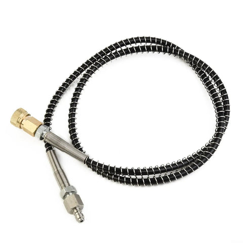 4500 PSI DN2 Microbore Hose 36 Inch Long Fast Fill Quick Connect Air Hand Pump Charging Includes Black Strain Relief Stainless Male Female Steel Ends coiled