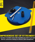 Rugged Heavy Duty Cable Reel Stand With Nylon Caddy And Metal Bearings, accessories on display