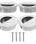 Stainless Steel Semi Circle Cabinet Pulls 40mm Recessed Drawer Handles 4 Pack Brushed Hardware with screws displayed