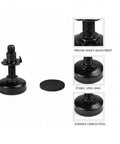 Adjustable Threaded Leveling Foot for Cabinets and Furniture, Three Eighths by Sixteen Threaded Stud, Carbon Steel Stabilizer shown