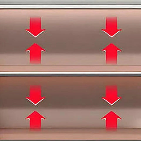 Hardened Steel Tool Cabinet With Anti Rust Finish And Tight Lock For Tall Workshop Storage showing tiered shelves with arrows.