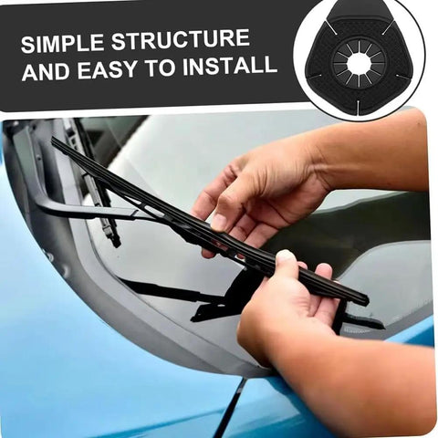 Tesla Cybertruck Wiper Hole Cover Pad Keeps Dang Leaves At Bay Snug Fit Reservoir Shield Blocks Nasty Debris And Rain To Stop Motor Jamming For Smooth Sailing Drives Through Every Season installation process with hands adjusting wiper.