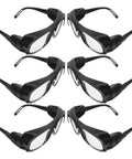 Six pairs of Heavy Duty Welding Safety Glasses Featuring Over Glasses Compatible Design with clear lenses for visibility.