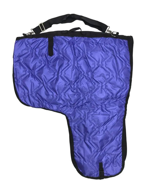 Western Padded Saddle Carrier With Water Resistant 420D Nylon, Turquoise Polka Dots Saddle Bag, showing closed front view.