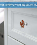 Super Cool Watercolor Terra Cotta Floor Tile Inspired Round Crystal Glass Drawer Cabinet Knob with Stainless Steel Base