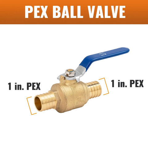 2 Pack 1 Inch PEX Brass Ball Valve Set With Full Port Quarter Turn Shut Off For PEX B Pipes Heavy Duty Brass Construction Visible