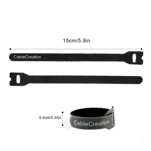 Reusable 6 Inch Adjustable Cable Ties For Easy Cable Management Premium Nylon Hook Loop Straps Durable Black Cord Organizer Wire Ties Self Locking And Reusable 50 Pack For Home Office And Tech Gear Boss Grade showing detailed measurement and branding.
