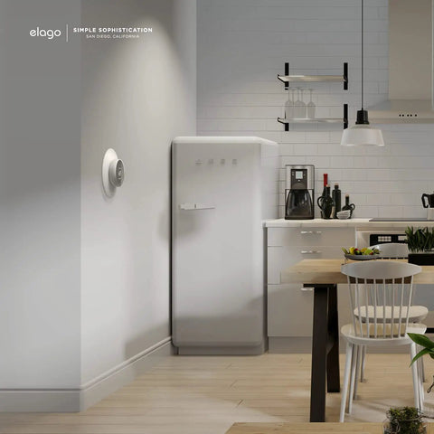 Wall Plate Cover Set For Google Nest Thermostat 2020 Snow Finish in modern kitchen setting