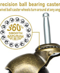 Close-up of 2 Inch Antique Brass Casters Set Of 4 Heavy Duty Ball Caster Wheels with 360° rotation highlighted