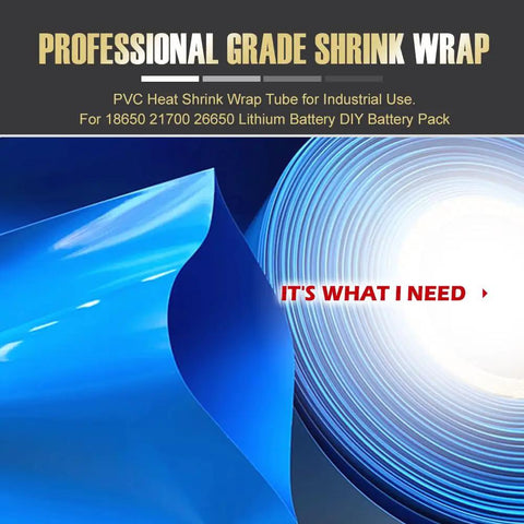 Heavy Duty Pvc Heat Shrink Wrap Tube, 5.9 Inch Flat Width In Bold Blue, 3 Meter Roll displaying blue PVC tube for battery insulation.