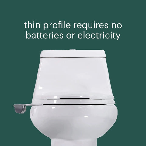 Thinline SimpleSpa SS150 Fresh Water Bidet Attachment For Non Electric Toilets White With Self Cleaning Nozzle shown on toilet