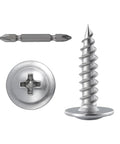 Close-up of Top Shelf Eight By Three Quarter Inch Phillips Truss Head Wood Metal Screws Bulletproof 410 Stainless Steel.