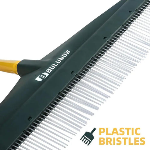 Close-up of 55 Inch Turf Rake With Dense Nylon Bristles All In One Long Pole Garden Hand Broom