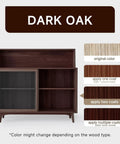 A Super Slick Water Based Wood Stain And Sealer In One Dark Oak Shade with a sample display on furniture finish.