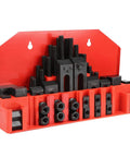 58Pcs T Slot Clamp Kit Heavy Duty Machined Press Plate Set For Lathe And Milling Machines with wall mounted steel frame storage box