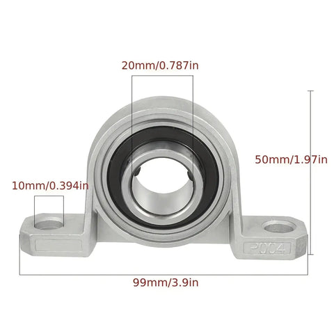 Top Shelf Zinc Alloy Pillow Block Bearings Include Self Aligning Mounted Support For 8mm 10mm 12mm Bore Sizes With Steel Inserts For Heavy Loads And Smooth Motion In Any Shop Task Or Pro Repair Work Designed To Deliver Killer Results Every Day. 20mm bore zinc alloy pillow block bearing with 2-bolt base, 99mm wide