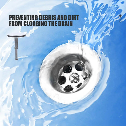 2pcs Bathtub Drain Plug Rotating Design Brass with Flat Seal visible in a bathtub drain, preventing debris from clogging.