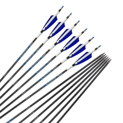 6Pc Dope 30-Inch Spine 400 Target And Hunting Arrows With Removable Tips, 4-Inch Turkey Feather Fletching, Feathered Carbon Arrows