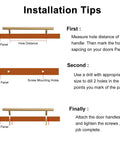 Installation tips for Sturdy Solid Brass Barn Door Pull Handle Kit With Double Sided Installation, Waterproof Brushed Finish.