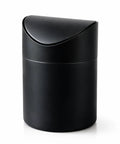 Tiny Matte Black Desktop Trash Can With Lid For Office Desk And Vanity 1.5 Liter Countertop Waste Bin Swing Top Metal Garbage Bin