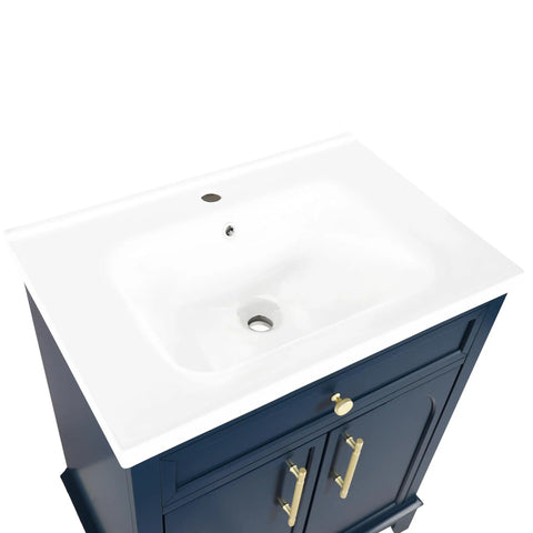HAOCHRYSYPH Ceramic Basin, Sink Only, White, top view of the ceramic basin with integrated sink design.