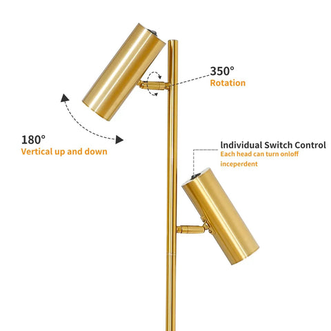 Cozy Elegant Modern Floor Lamp With Brass Finish, Tall Uplight Tree Style showing adjustable dual color lighting feature