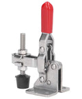 Heavy Duty 70 Kg Toggle Clamp With Stainless Steel Build For Woodworking Welding And Mold Fixturing Adjustable Opening Keeps Your Pieces Locked Down For Precision Tasks And Easy Setup. stainless steel toggle clamp with red handle and adjustable screw
