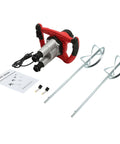 Beast 2800W Dual Paddle Electric Mortar Stirrer with 6 Speed Control, aluminum head, galvanized stirrer, and accessories