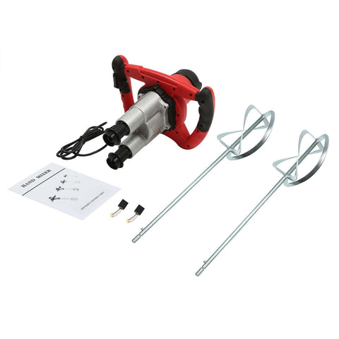 Beast 2800W Dual Paddle Electric Mortar Stirrer with 6 Speed Control, aluminum head, galvanized stirrer, and accessories