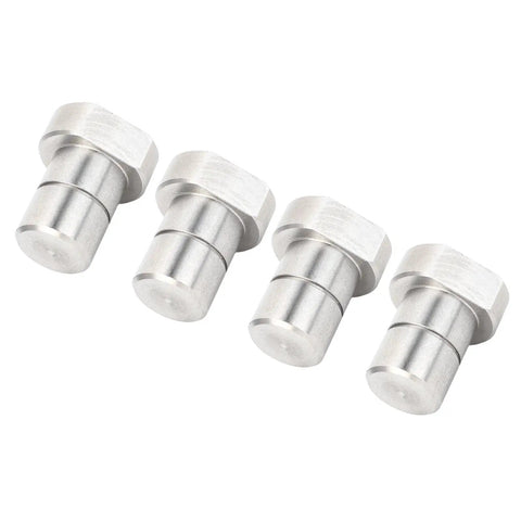 Four Piece Three Quarter Inch Stainless Steel Bench Dogs For Woodworking, Non Slip Flat Sided Stops With Anti Scratch Pads