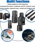 Front view of black Cr-V impact socket adapters, 1/2 in F to 3/8 in M, female-to-male, multi-size set.