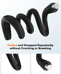 Flexible Gooseneck MagSafe Phone Holder for iPhone showing durability in folded and twisted position, black gooseneck detail.