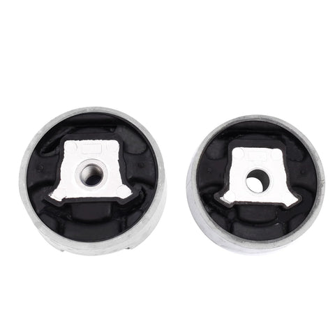 Close-up of two round engine mounts from Beefed-Up Engine And Transmission Mount Kit For 2005-2018 Jetta 2.5L L5 Rabbit 2006-2009 L5 2.5L.