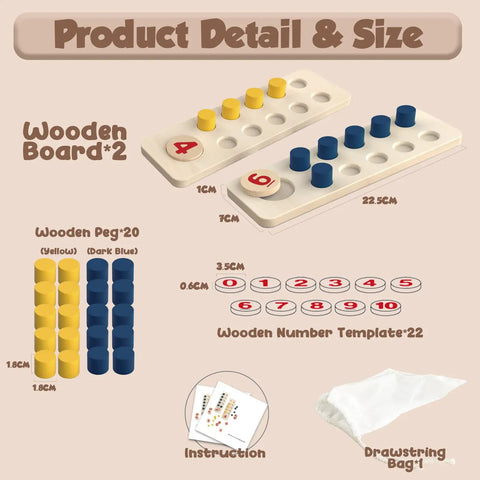 Hands On Counting Peg Board Montessori Toy For Kids Aged 3 4 5 6 Wooden math manipulatives detail with pegs and boards
