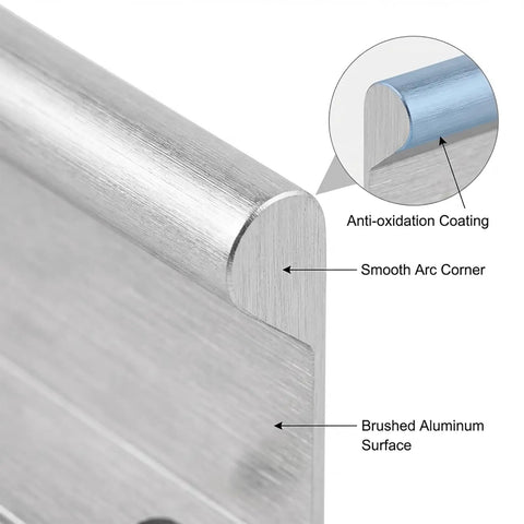 Close-up of Gold Cabinet Pulls 2 Pack For Kitchen Cabinets And Drawers With Slick Hole Centers From 16mm To 960mm highlighting anti-oxidation coating and smooth arc corner.