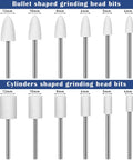 36 Piece Shank Mounted Abrasive Stone Grinding Points Set For Rotary Tools One Eighth Inch Shank In Two Shapes Six Sizes