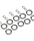 Set Of 10 Metal Bird Foot Rings With Easy Clip Openers For Small To Large Birds, arranged on white surface